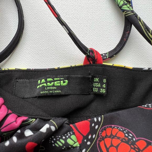 JADED LONDON Butterfly Puff Sleeve Lace‎ Up Crop Top Festival Black Women's 4 - Picture 8 of 10